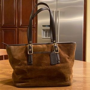Coach brown suede shoulder bag
